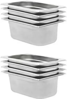 VidaXL Gastronormbakken 8 st GN 1/4 100 mm roestvrij staal
